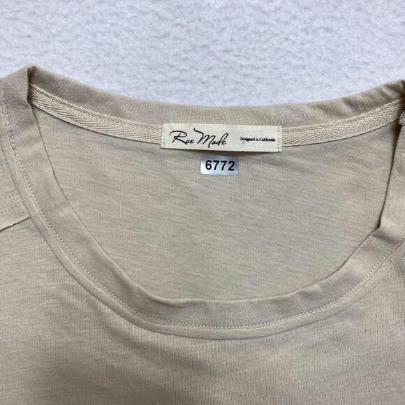 Rae Mode Shirt Womens L Tan Short Sleeve Destroyed Top - Picture 2 of 11